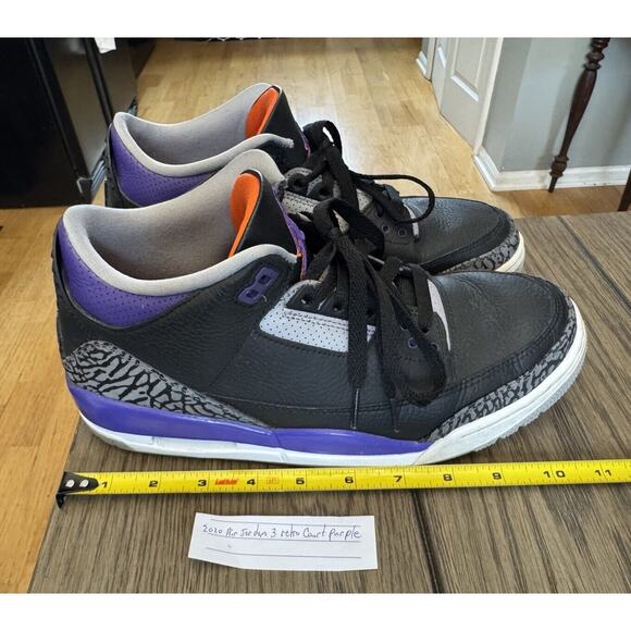 Air Jordan 3 Retro Court Purple Men’s Size 9 OG СТ8532-050 Some Wear No Box GUC - Picture 1 of 10